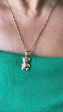 Load image into Gallery viewer, 18k Gold Filled Texture Engraved With Cz Stone Bear Pendant