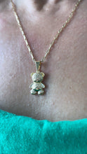 Load image into Gallery viewer, 18k Gold Filled Texture Engraved With Cz Stone Bear Pendant