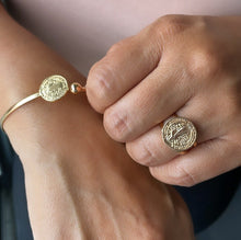 Load image into Gallery viewer, 18k Gold Filled XL Cuff Bracelet with Engraved San Benito Ends