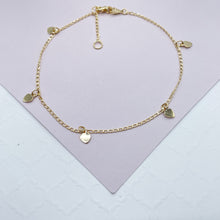 Load image into Gallery viewer, 18k Gold Filled Charm Anklet Featuring Options In Heart or Leaves Wholesale