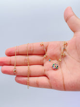 Load image into Gallery viewer, 18k Gold Filled Box Chain Choker: Colorful CZ Flower Charm