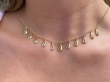 Load image into Gallery viewer, 18k Gold Filled Dainty Chain with Eleven Extra Light Cowrie Shell Charms,