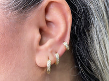 Load image into Gallery viewer, 18k Gold Filled Set of 3 Simple Pave Hoop Earrings