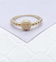 Load image into Gallery viewer, 18k Gold Filled Beaded Style With CZ Center Earrings and Ring Style