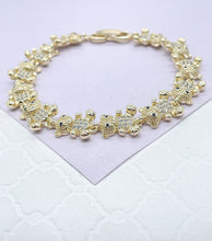 Load image into Gallery viewer, 18k Gold Filled Womens Zirconia Bear Charm Bracelet