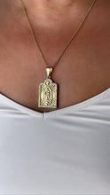 Load image into Gallery viewer, 18k Gold Filled Guadalupe Medallion Charm with CZ Stones