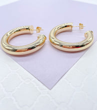 Load image into Gallery viewer, Thick 18k Gold Filled 7.5mm Smooth Open Hoops, Available in 2 Sizes