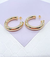 Load image into Gallery viewer, Thick 18k Gold Filled 7.5mm Smooth Open Hoops, Available in 2 Sizes