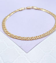 Load image into Gallery viewer, 18k Gold Filled 4mm Unisex Smooth Double Cuban Link Bracelet