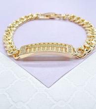 Load image into Gallery viewer, 7mm 18k Gold Filled Unisex ID Cuban Link Bracelet with Engraved Edge Pattern