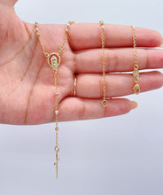 Load image into Gallery viewer, 18k Gold Filled Rosary: Tri-Colored Beaded Guadalupe or Divine Child Center