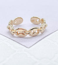 Load image into Gallery viewer, Adjustable 18k Gold Filled Plain Puffy Mariner Link Ring Dainty Jewelry
