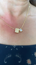 Load image into Gallery viewer, 18k Gold Filled non-closure Rosary Necklace with Baguette cut stone charm
