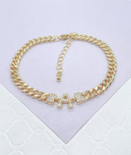 Load image into Gallery viewer, 18k Gold Filled Miami Cuban Link Ankle Bracelet Initial Letters A
