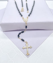 Load image into Gallery viewer, 18k Gold Filled Oval Beaded Rosary with Dual San Benito & Crucifix Charm