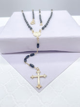 Load image into Gallery viewer, 18k Gold Filled Oval Beaded Rosary with Dual San Benito & Crucifix Charm