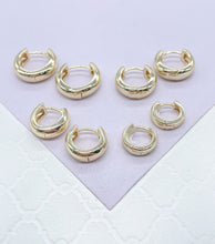Load image into Gallery viewer, 18k Gold Filled Plain Smooth Huggie Hoop Earrings In Four Sizes