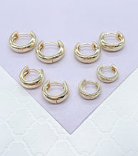 Load image into Gallery viewer, 18k Gold Filled Plain Smooth Huggie Hoop Earrings In Four Sizes