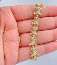 Load image into Gallery viewer, 18k Gold Filled Womens Zirconia Bear Charm Bracelet