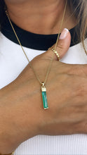 Load image into Gallery viewer, 18k Gold Filled Light Emerald Green Baguette Cut Bar Pendant