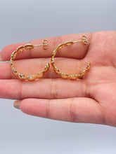 Load image into Gallery viewer, 18k Gold Filled Flat Beaded Smooth Open Hoop Earring