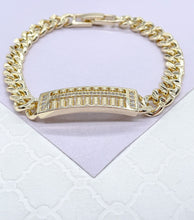 Load image into Gallery viewer, 7mm 18k Gold Filled Unisex ID Cuban Link Bracelet with Engraved Edge Pattern