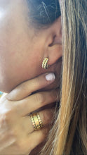 Load image into Gallery viewer, 18k Gold Filled Double Dainty Row Twisted Pushback Open Hoop Earring C-Hoop