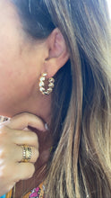 Load image into Gallery viewer, 18k Gold Filled Flat Beaded Smooth Open Hoop Earring