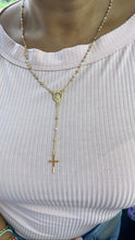 Load image into Gallery viewer, 18k Gold Filled Rosary: Tri-Colored Beaded Guadalupe or Divine Child Center