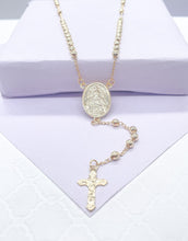 Load image into Gallery viewer, 18k Gold Filled Rosary Chain Necklace: St Jude Medallion & Crucifix