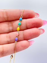 Load image into Gallery viewer, 18k Gold Filled Box Chain Anklet with Pastel Colored Enamel Hollow Beads