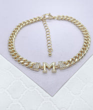 Load image into Gallery viewer, 18k Gold Filled Miami Cuban Link Ankle Bracelet Initial Letters A
