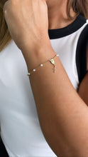 Load image into Gallery viewer, 18k Gold Filled Pearl Rosary Bracelet: Virgin Mary Crucifix Charm