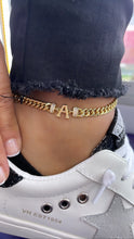 Load image into Gallery viewer, 18k Gold Filled Miami Cuban Link Ankle Bracelet Initial Letters A