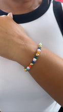 Load image into Gallery viewer, 18k Gold Filled Colorful Bead And Pearl Bracelet, Stackable Color Bracelet,