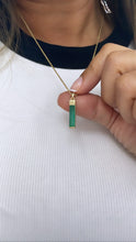 Load image into Gallery viewer, 18k Gold Filled Light Emerald Green Baguette Cut Bar Pendant