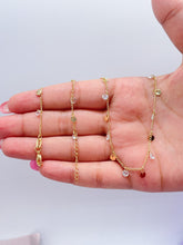 Load image into Gallery viewer, 18k Gold Filled Choker Bracelet Set: CZ Charm Curb Link Jewelry