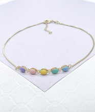 Load image into Gallery viewer, 18k Gold Filled Box Chain Anklet with Pastel Colored Enamel Hollow Beads