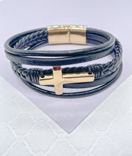 Load image into Gallery viewer, Unisex Leather Cuff Bracelet: Boho Wristband, 3 Styles