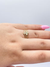 Load image into Gallery viewer, 18k Gold Filled 3 Band Ring with CZ Cross Engraved in Center