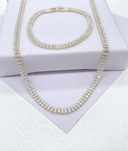 Load image into Gallery viewer, 18k Gold Filled Cubic Zirconia Tennis Choker Bracelet Set