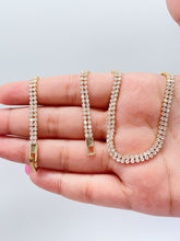 Load image into Gallery viewer, 18k Gold Filled Cubic Zirconia Tennis Choker Bracelet Set