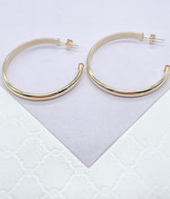 Load image into Gallery viewer, 18k Gold Filled Plain Flat Thin Dainty Hoop