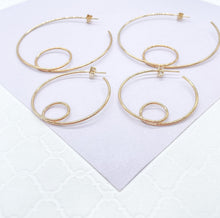 Load image into Gallery viewer, 18k Gold Filled Wirework Loop Open Hoops Earrings