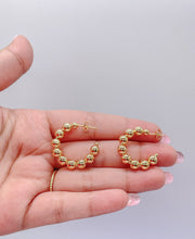 Load image into Gallery viewer, 18k Gold Filled Beaded Hoop Earrings: 6mm Ball, Small/Medium