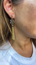 Load image into Gallery viewer, 18k Gold Filled Flower Medallion Earring With Singapore Chain Tassles