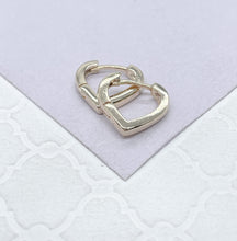 Load image into Gallery viewer, 18k Gold Wide Plain Smooth Heart Hoop Earring