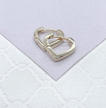 Load image into Gallery viewer, 18k Gold Wide Plain Smooth Heart Hoop Earring