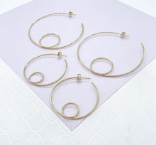 Load image into Gallery viewer, 18k Gold Filled Wirework Loop Open Hoops Earrings