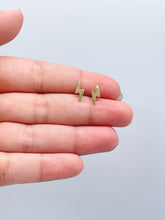 Load image into Gallery viewer, 18k Gold Filled Plain Cresent Moon and Lightning Bolt Stud Earrings
